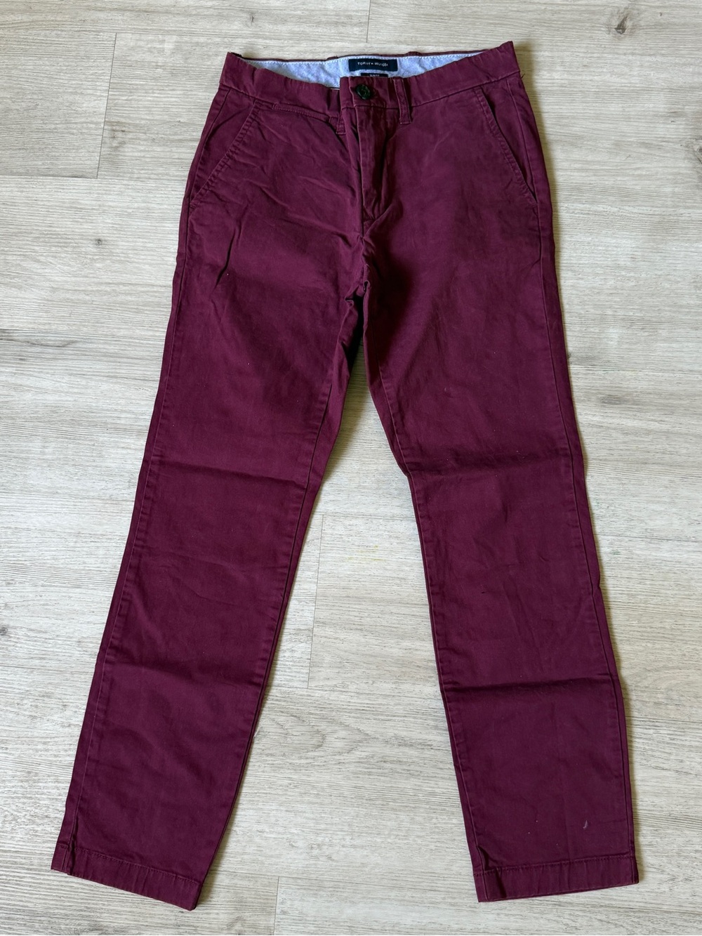 Tommy Hilfiger Slim Fit Chino Pants Mens 29x30 Burgundy Stretch Flat Front
